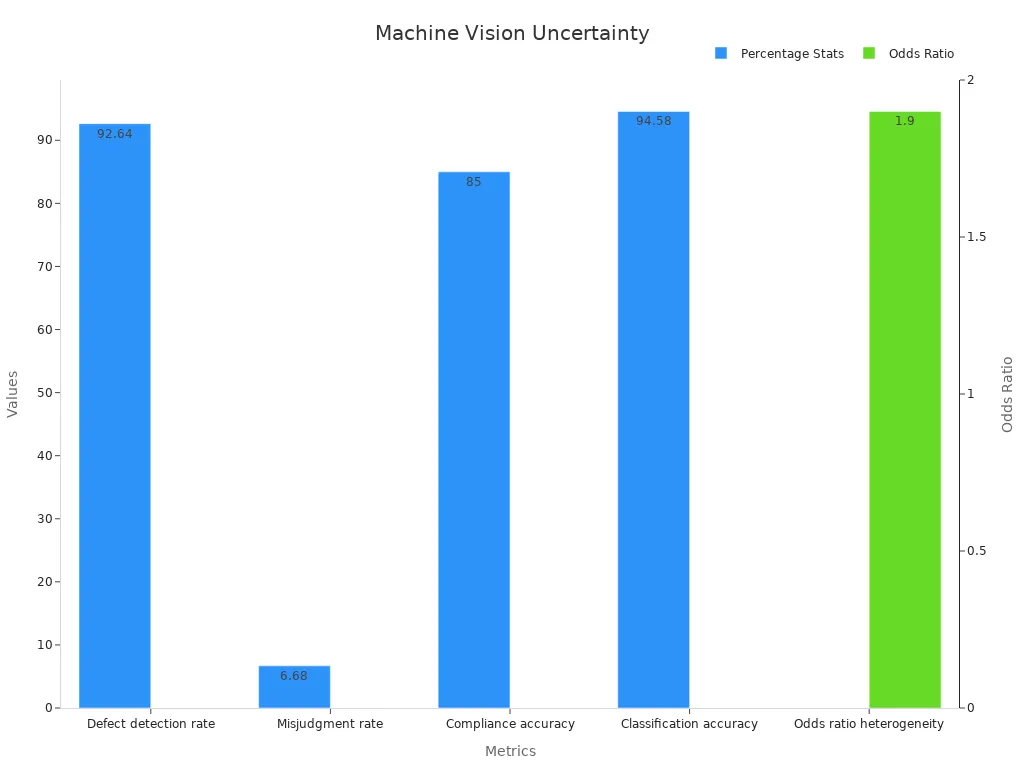 Bar chart showing numerical metrics for uncertainty in machine vision systems