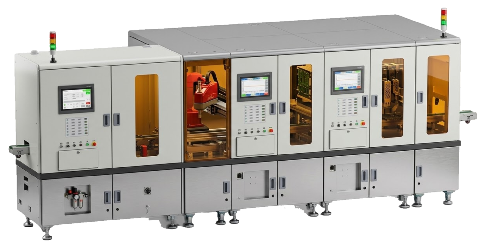 UnitX’s 4-station line utilizes 10 OptiX to verify every surface of the smartphone.