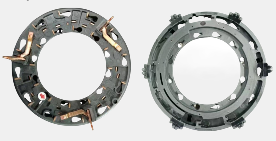 Automotive connector inspection: complex geometry and weld-related areas require traceable multi-view defect detection.