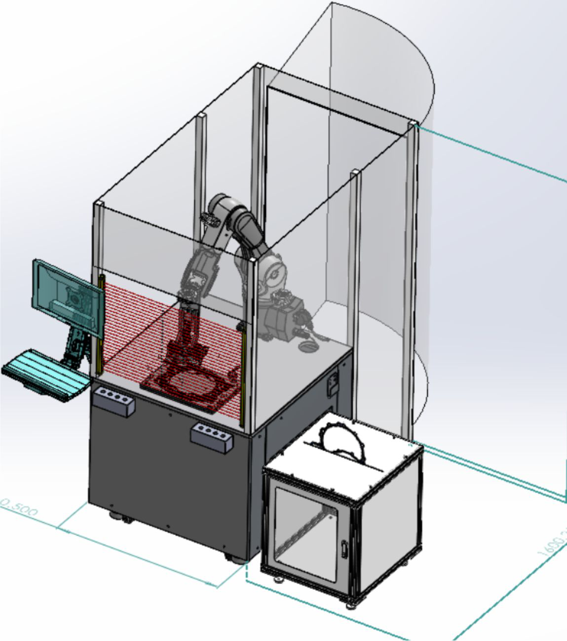 A Robot-mounted OptiX vision system follows a predefined path over the gasket surface, capturing all regions at consistent imaging conditions for reliable AI inference.