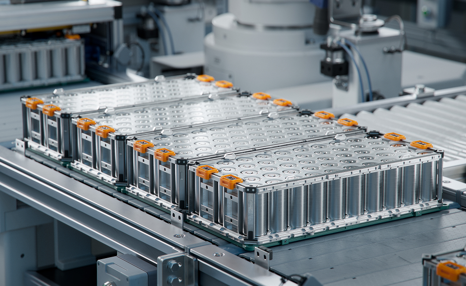 Battery cell tray on an automated production line